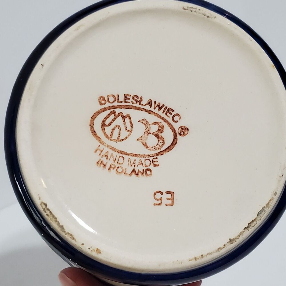 Boleslawiec Polish Pottery Stars Stripes Gravy Dish Boat Handle Pouring Spout - Picture 3 of 5
